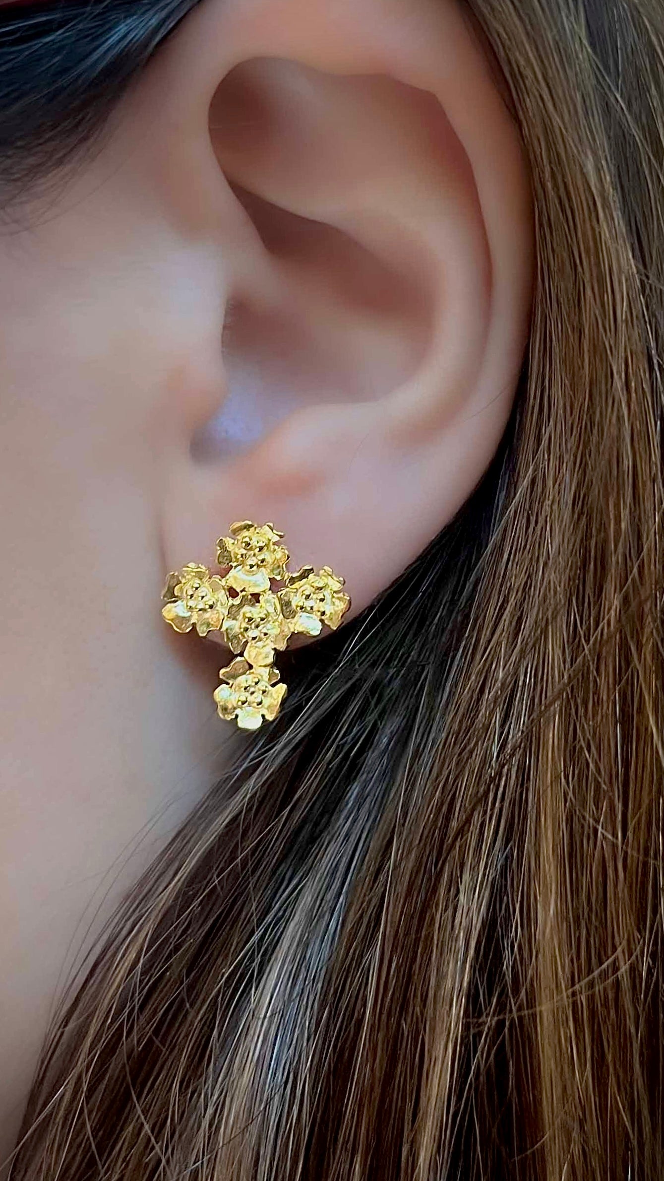 Cross flower earrings