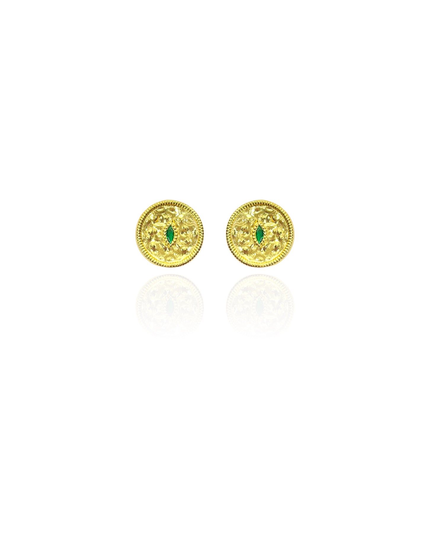 Occhio Emerald Round Earrings