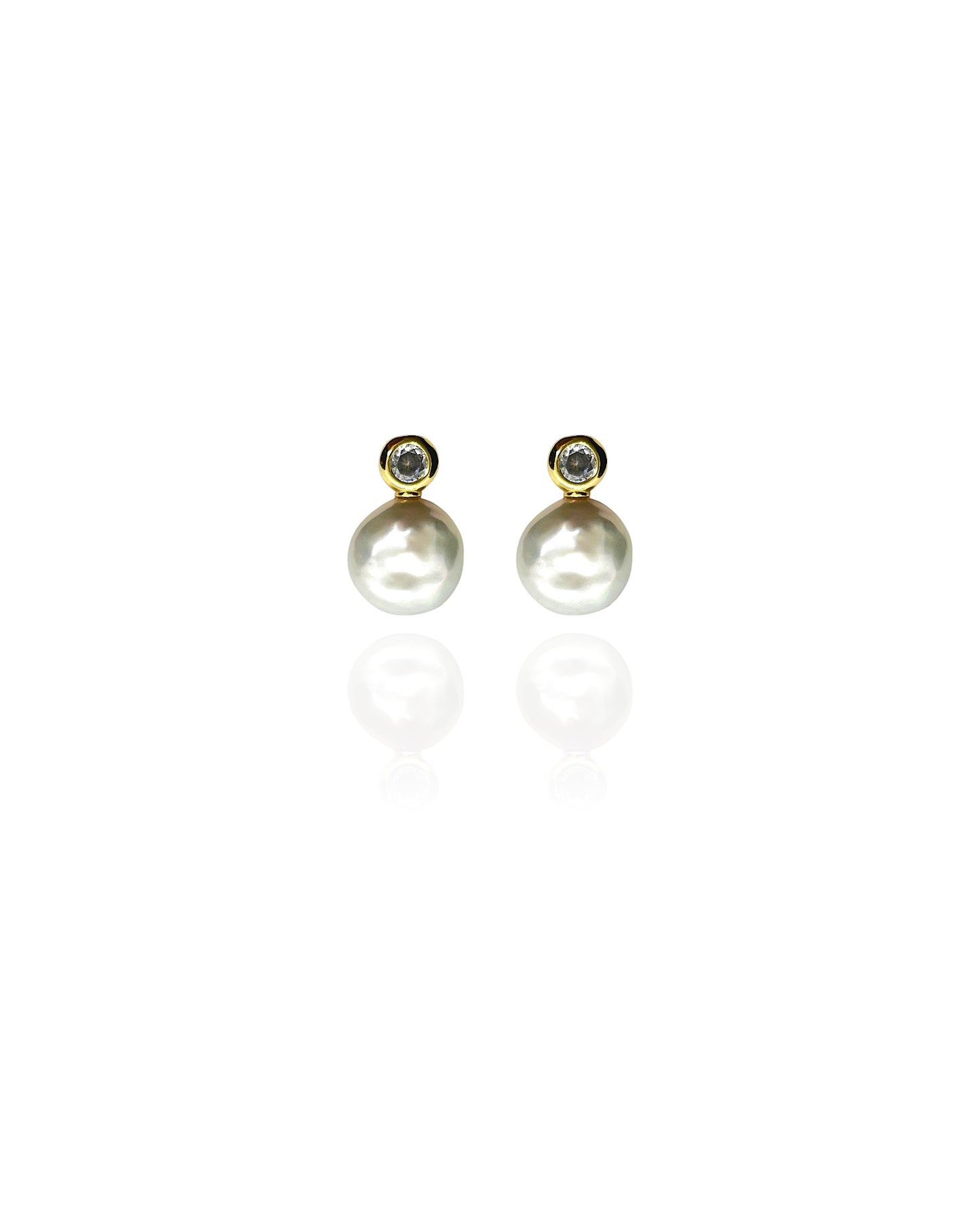 Twisted Pearl and Zirconia Earrings