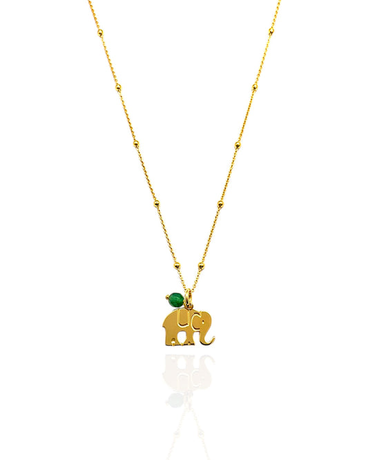 Collar de elefante con piedra esmeralda